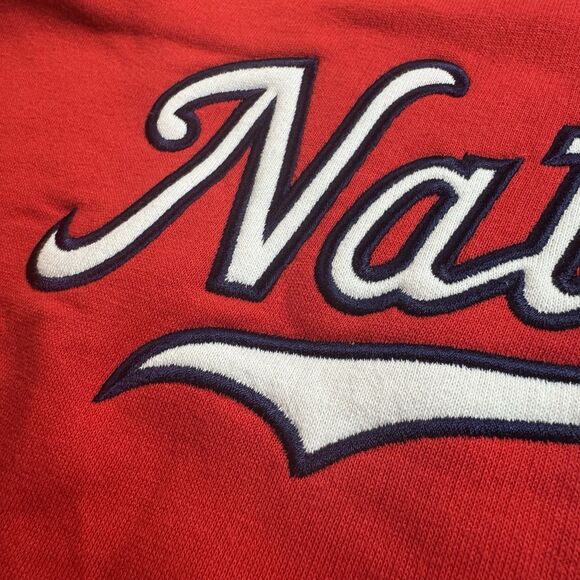 Washington Nationals Hoodie Mens XL Red Script Spellout Sewn Fleece Majestic New - Picture 3 of 11